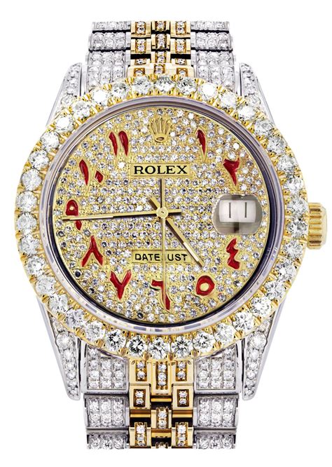 iced out rolex gold chain